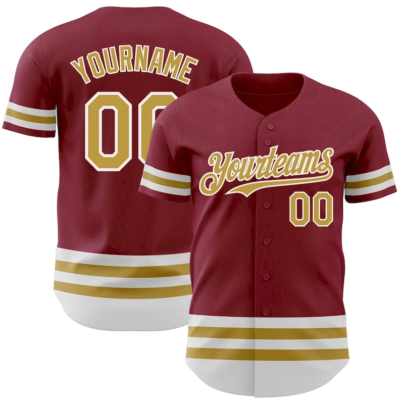 3DPattern3426.webp Custom Crimson Old Gold-White Line Authentic Baseball Jersey - Image 1