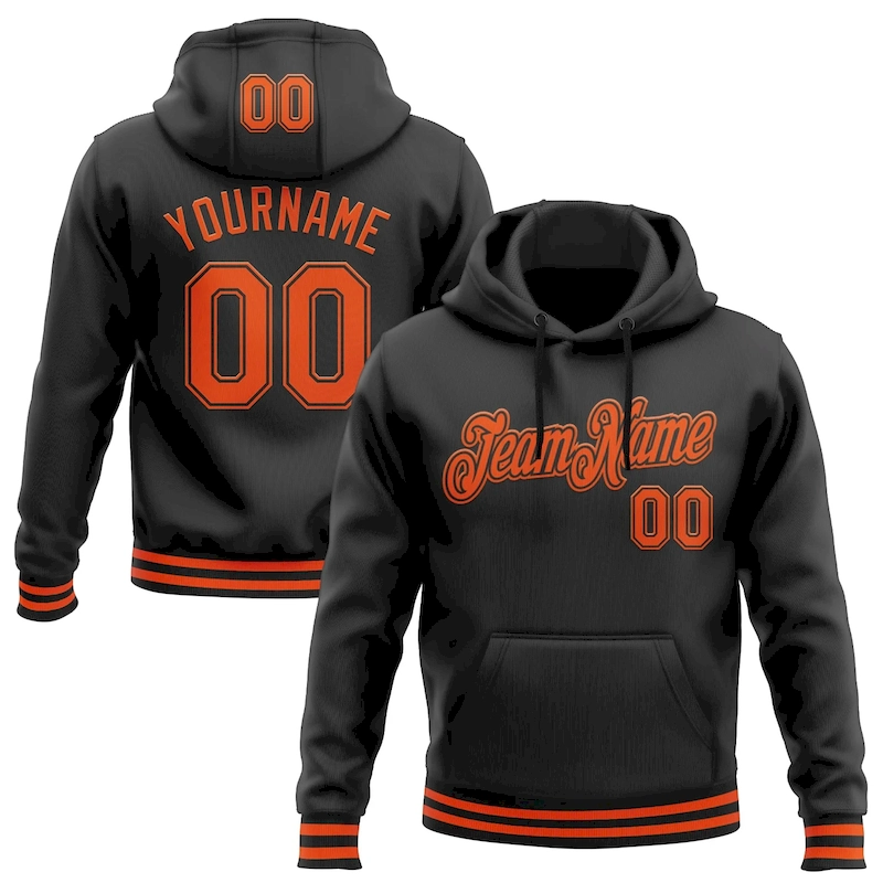 Black2209.webp Custom Stitched Black Orange Sports Pullover Sweatshirt Hoodie - Image 1