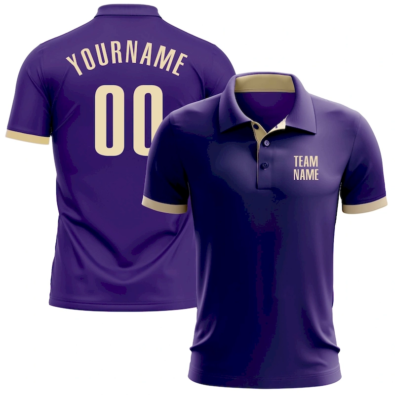 GolfPolo0069.webp Custom Purple Cream Performance Golf Polo Shirt - Image 1