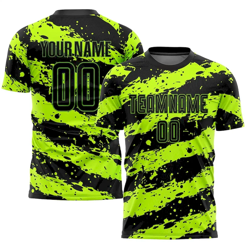 Soccer0014.webp Custom Neon Green Black Sublimation Soccer Uniform Jersey - Image 1